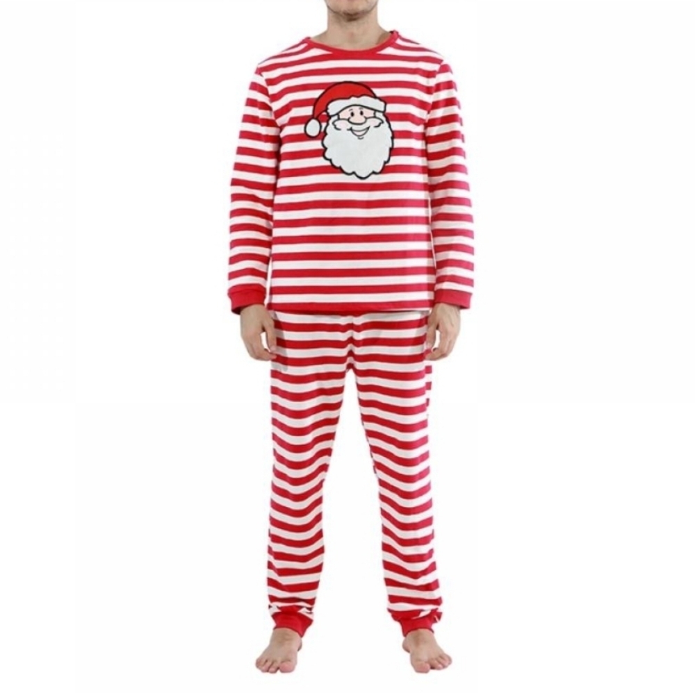 Mioliknya Christmas Red/White 2 PC Striped Pajamas w/Santa on the Top Size XXL